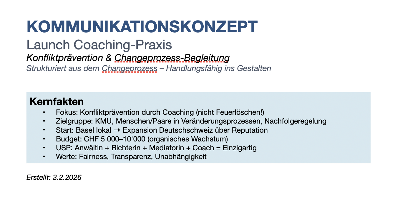 Auszug aus dem Kommunikationskonzept
